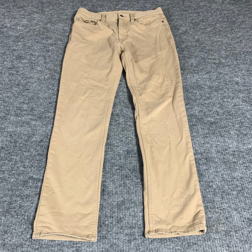 Banana Republic Pants Mens 30x30 Beige Traveler Flat Straight Leg Chino Stretch